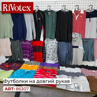 Лонгсліви секонд хенд оптом з Бельгії: чоловічі та жіночі футболки з довгим рукавом різних кольорів і розмірів S-XXL